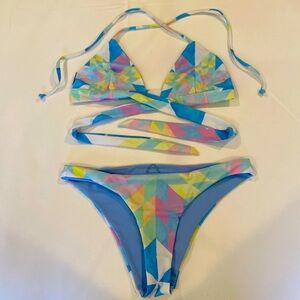Mara Hoffman kaleidoscope Bikini in pastel colors, size Small bottom, Medium top
